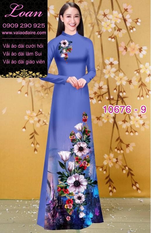 Vải áo dài hình hoa 3D Vải áo dài hình hoa 3D