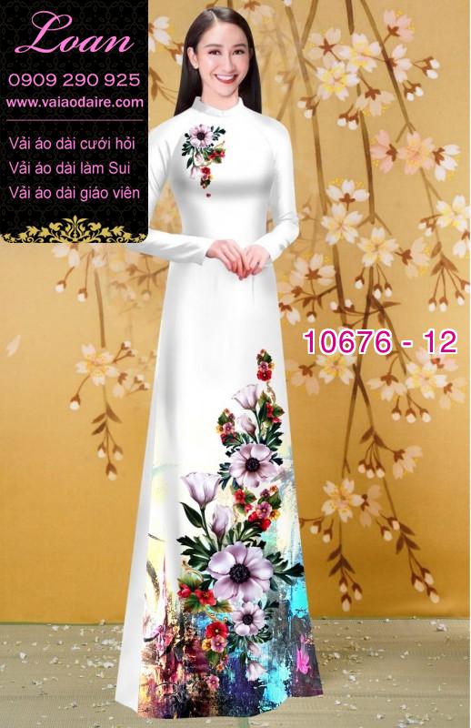 Vải áo dài hình hoa 3D Vải áo dài hình hoa 3D