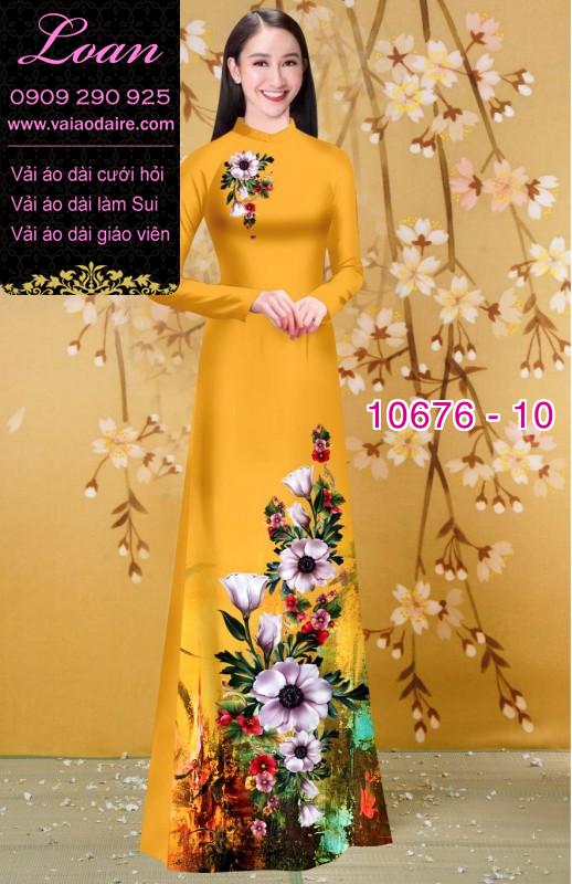 Vải áo dài hình hoa 3D Vải áo dài hình hoa 3D