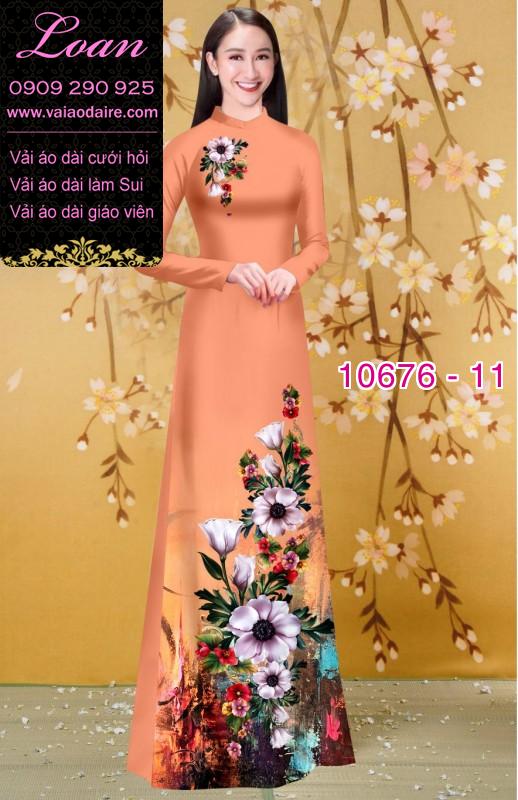 Vải áo dài hình hoa 3D Vải áo dài hình hoa 3D