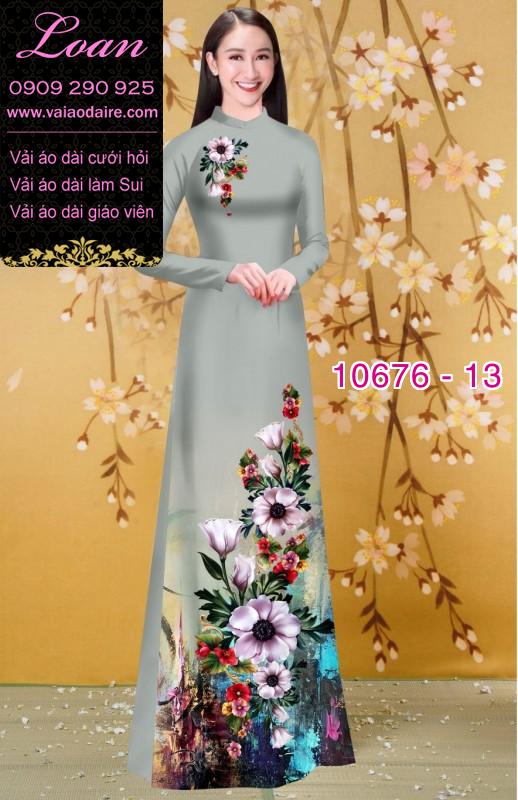 Vải áo dài hình hoa 3D Vải áo dài hình hoa 3D