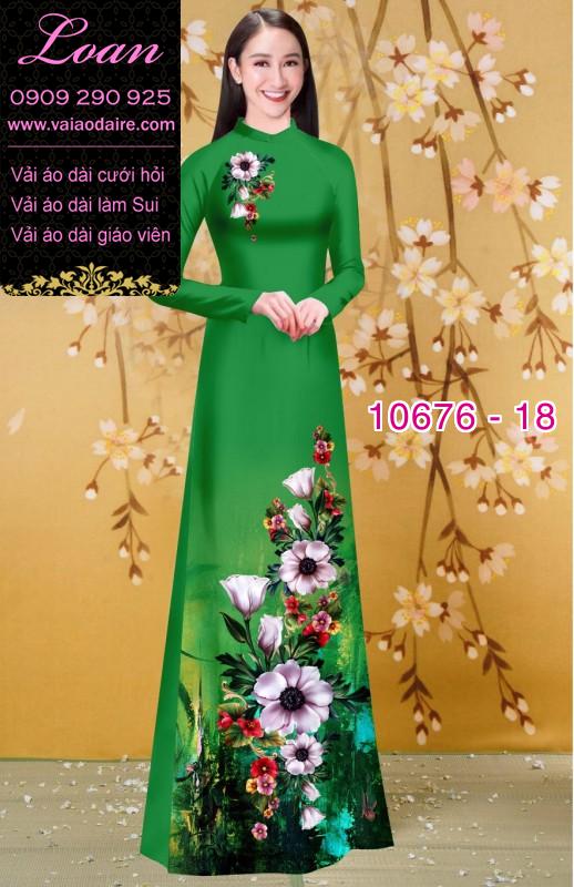 Vải áo dài hình hoa 3D Vải áo dài hình hoa 3D