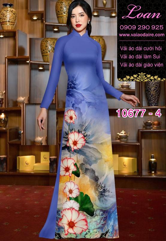 Vải áo dài hình hoa 3D Vải áo dài hình hoa 3D
