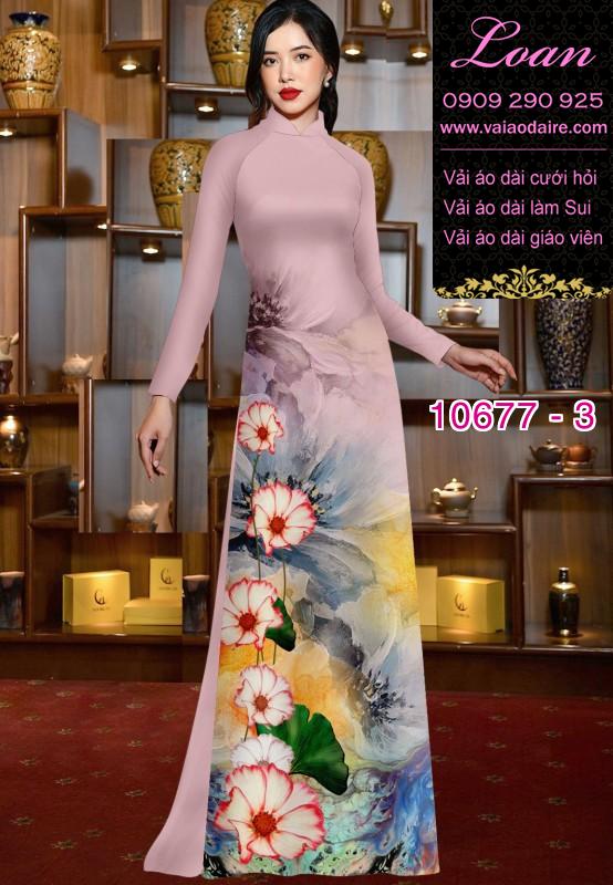 Vải áo dài hình hoa 3D Vải áo dài hình hoa 3D