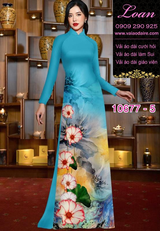Vải áo dài hình hoa 3D Vải áo dài hình hoa 3D