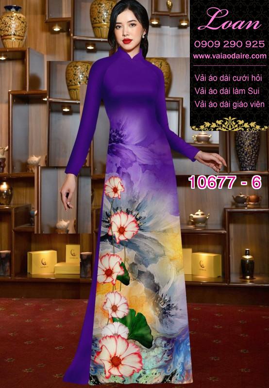 Vải áo dài hình hoa 3D Vải áo dài hình hoa 3D