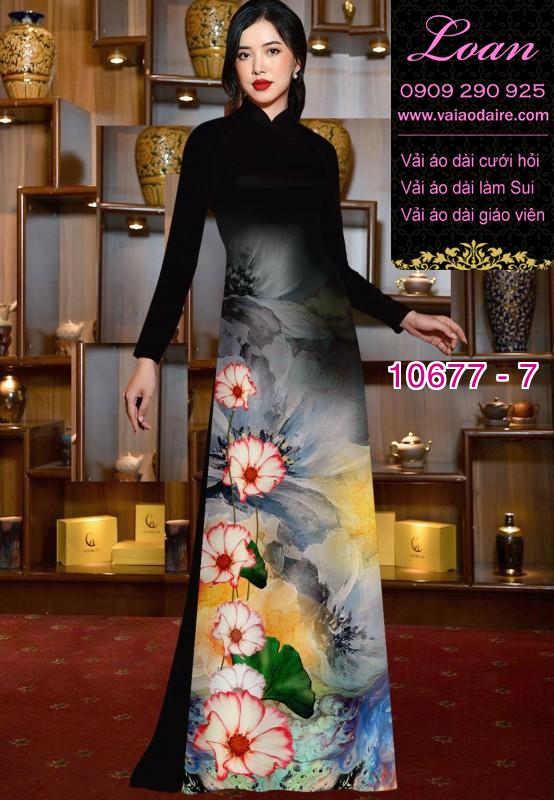 Vải áo dài hình hoa 3D Vải áo dài hình hoa 3D