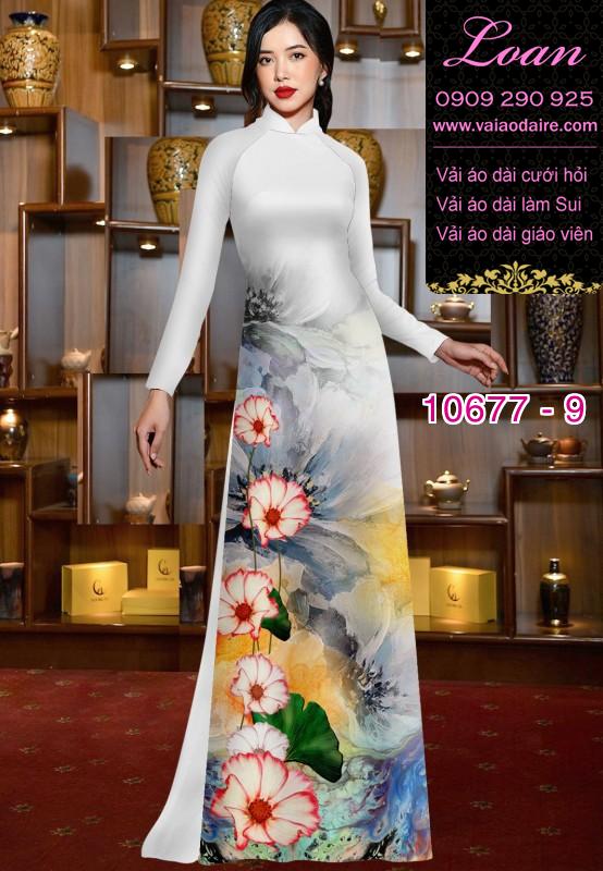 Vải áo dài hình hoa 3D Vải áo dài hình hoa 3D