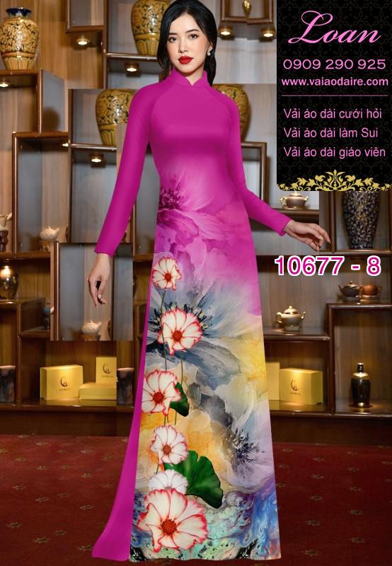 Vải áo dài hình hoa 3D Vải áo dài hình hoa 3D
