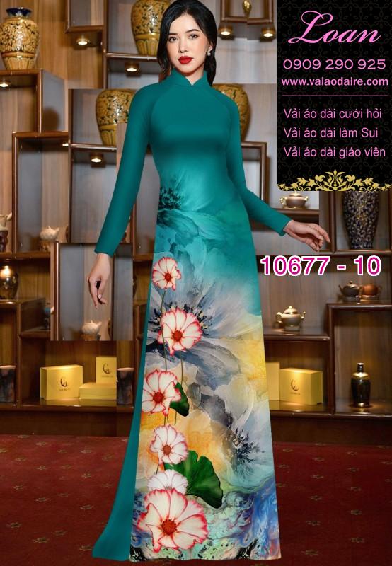 Vải áo dài hình hoa 3D Vải áo dài hình hoa 3D