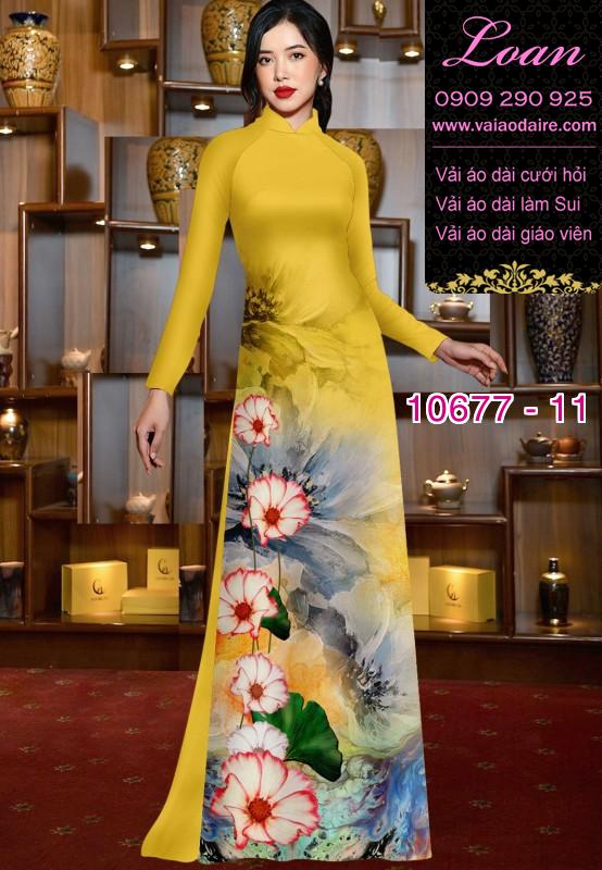 Vải áo dài hình hoa 3D Vải áo dài hình hoa 3D
