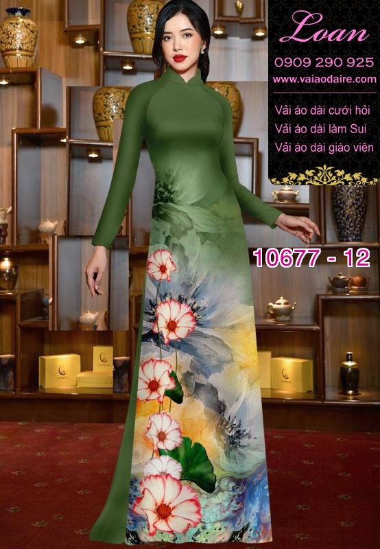 Vải áo dài hình hoa 3D Vải áo dài hình hoa 3D