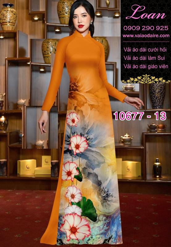 Vải áo dài hình hoa 3D Vải áo dài hình hoa 3D