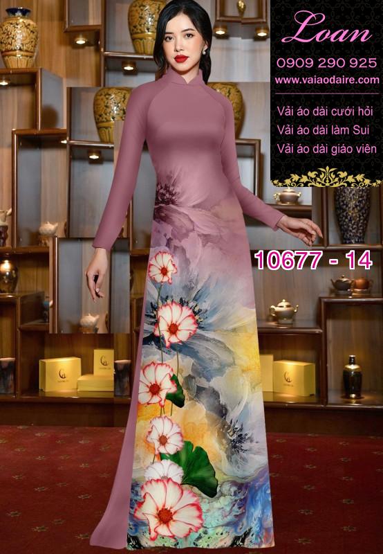 Vải áo dài hình hoa 3D Vải áo dài hình hoa 3D