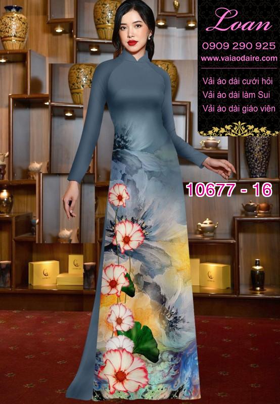 Vải áo dài hình hoa 3D Vải áo dài hình hoa 3D