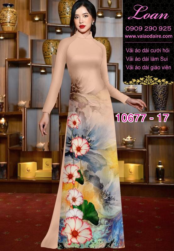 Vải áo dài hình hoa 3D Vải áo dài hình hoa 3D