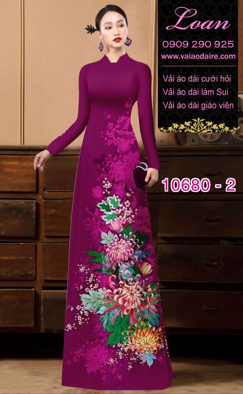 Vải áo dài hoa cúc đại đóa
