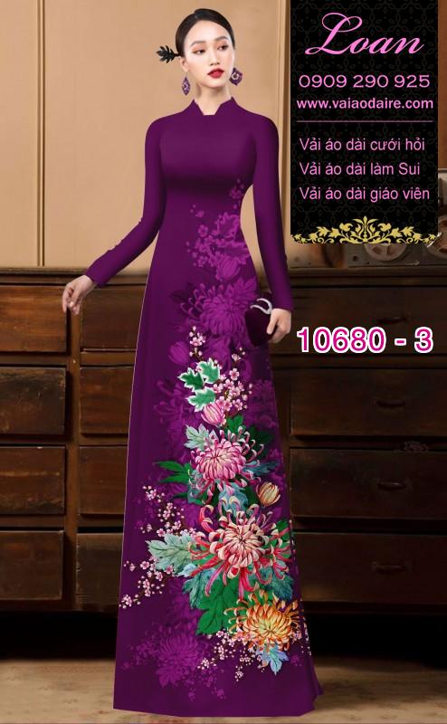 Vải áo dài hoa cúc đại đóa