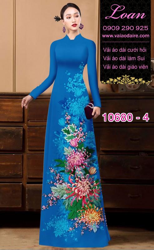 Vải áo dài hoa cúc đại đóa