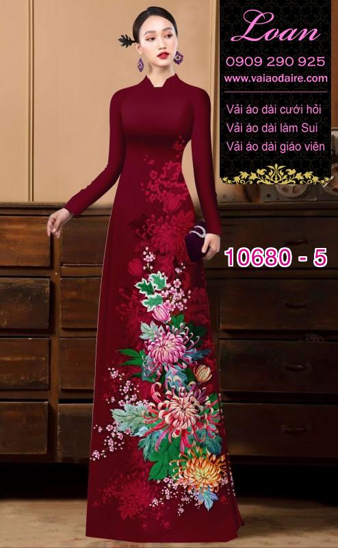 Vải áo dài hoa cúc đại đóa