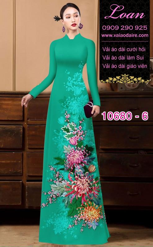 Vải áo dài hoa cúc đại đóa