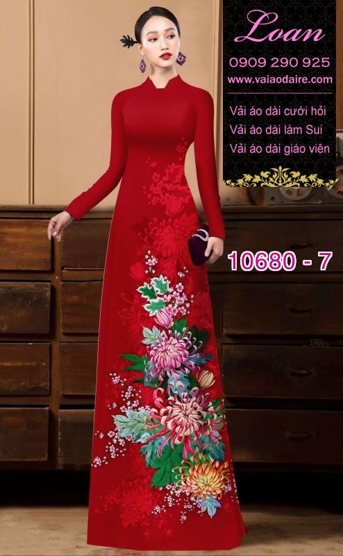 Vải áo dài hoa cúc đại đóa