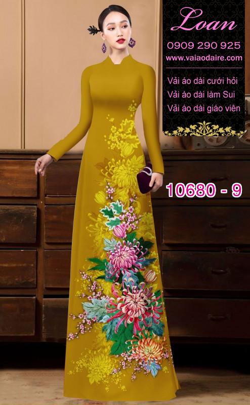 Vải áo dài hoa cúc đại đóa