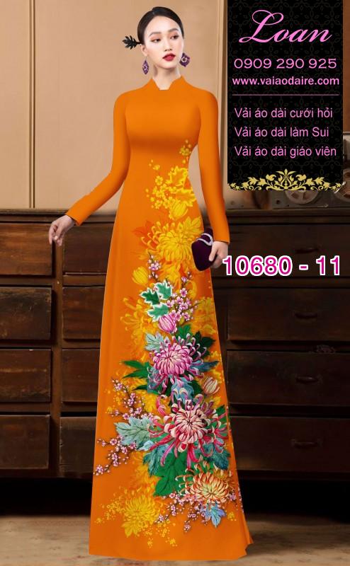 Vải áo dài hoa cúc đại đóa