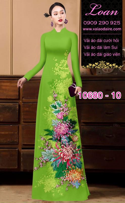 Vải áo dài hoa cúc đại đóa