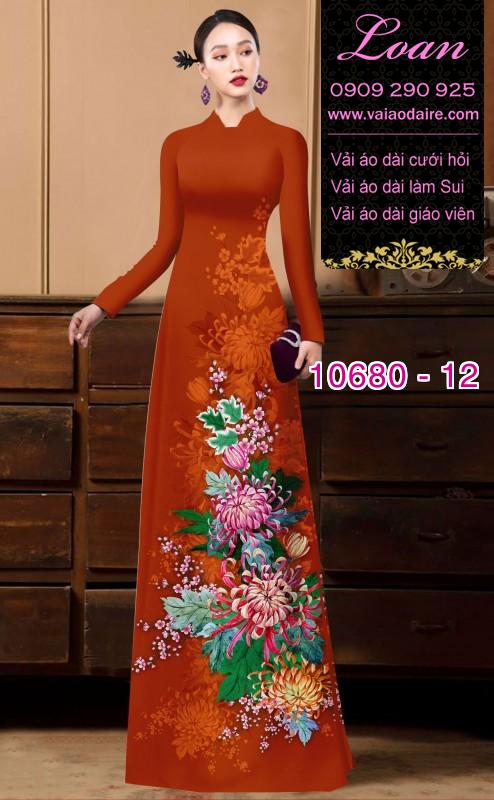 Vải áo dài hoa cúc đại đóa
