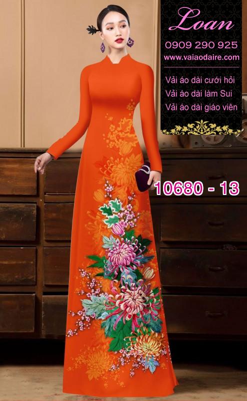 Vải áo dài hoa cúc đại đóa