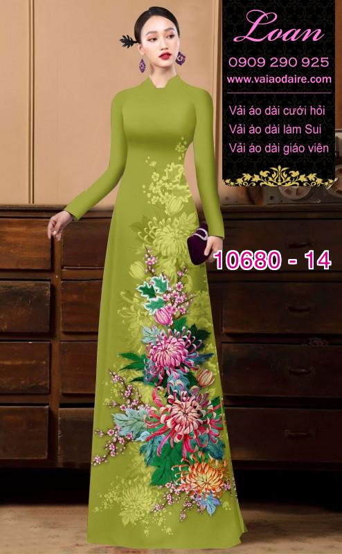 Vải áo dài hoa cúc đại đóa