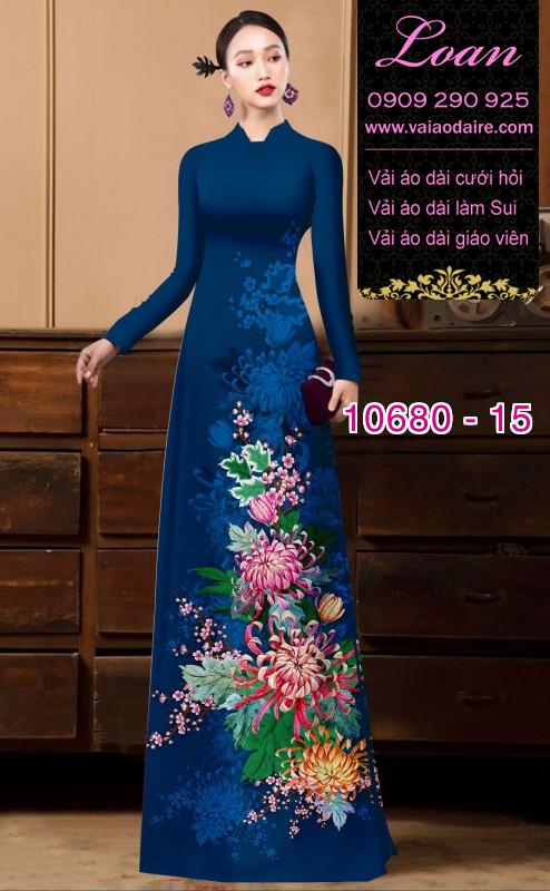 Vải áo dài hoa cúc đại đóa