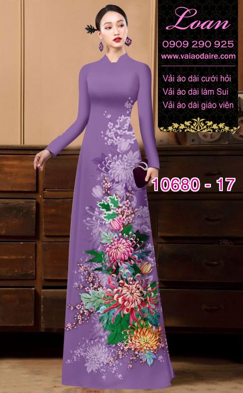 Vải áo dài hoa cúc đại đóa
