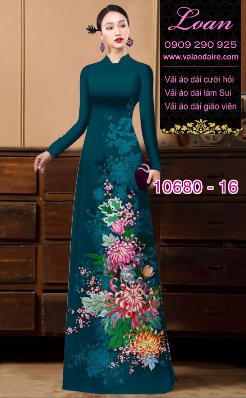 Vải áo dài hoa cúc đại đóa