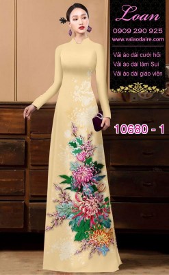 Vải áo dài hoa cúc đại đóa-DT 10680