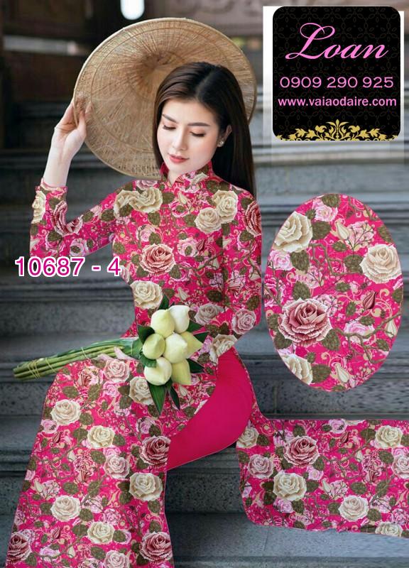 Vải áo dài hoa hồng Vải áo dài hoa hồng