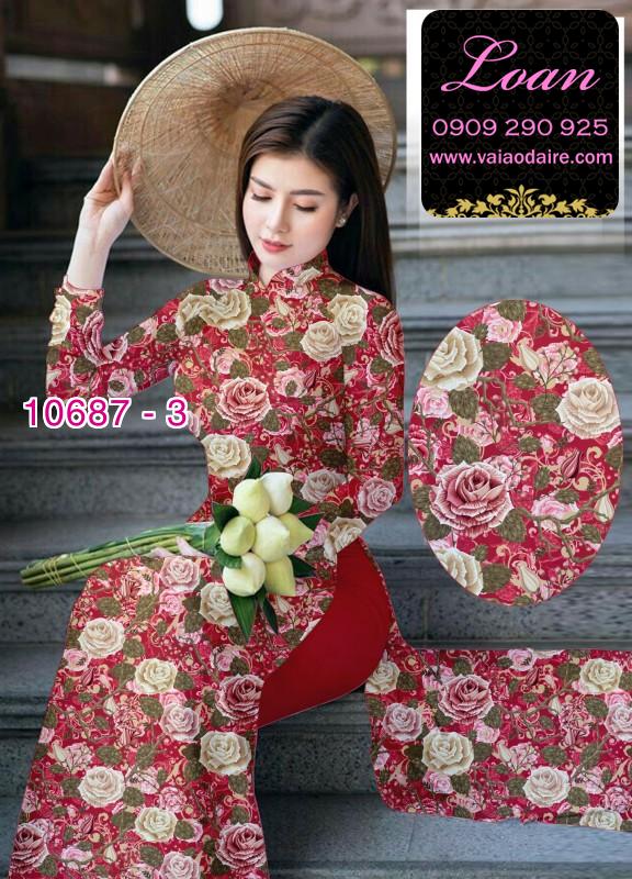 Vải áo dài hoa hồng Vải áo dài hoa hồng
