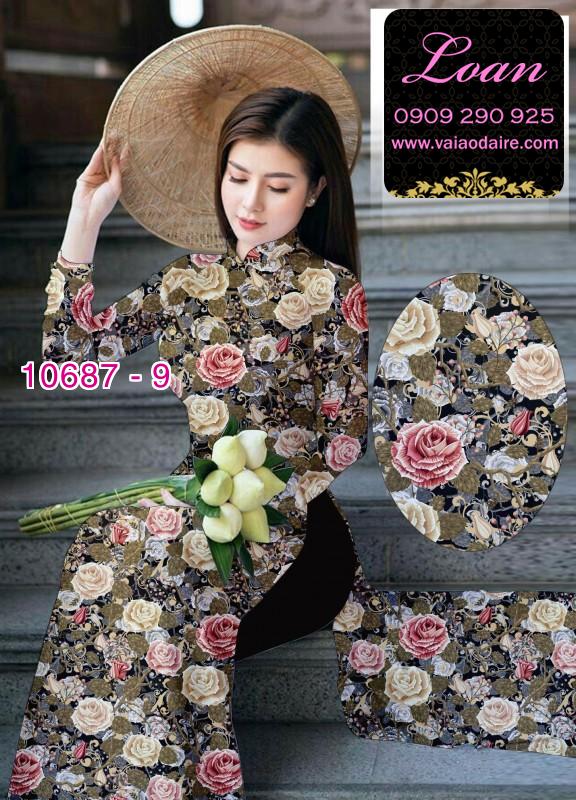 Vải áo dài hoa hồng Vải áo dài hoa hồng
