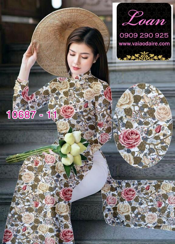 Vải áo dài hoa hồng Vải áo dài hoa hồng