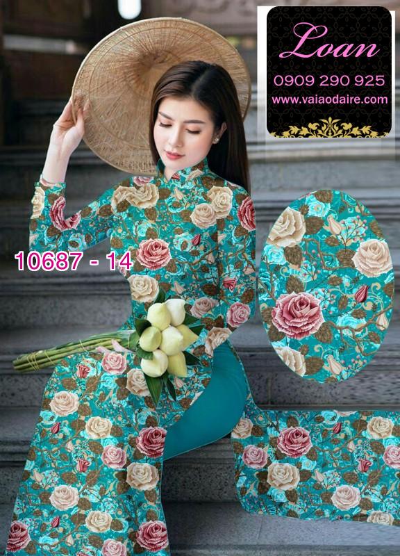 Vải áo dài hoa hồng Vải áo dài hoa hồng