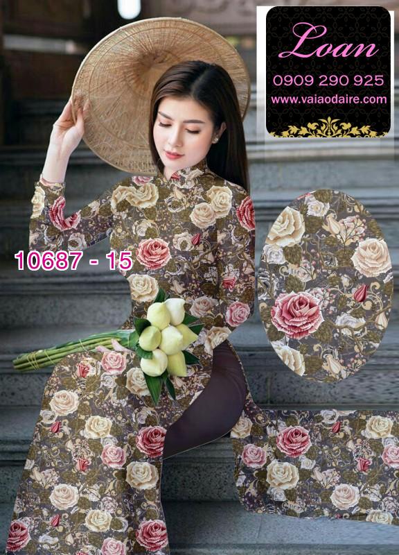 Vải áo dài hoa hồng Vải áo dài hoa hồng