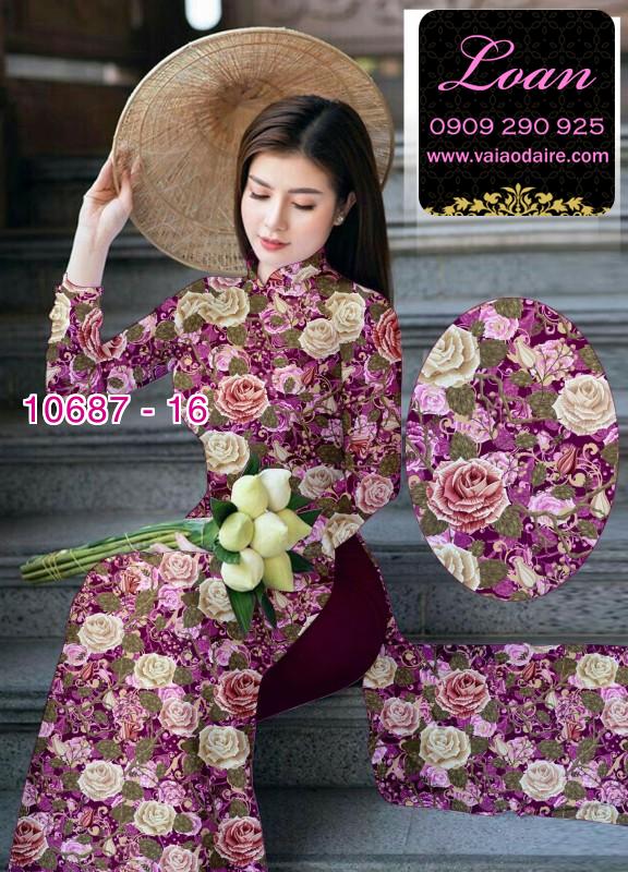 Vải áo dài hoa hồng Vải áo dài hoa hồng