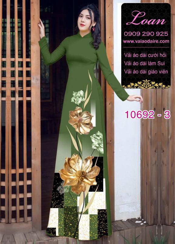 Vải áo dài hoa 3D