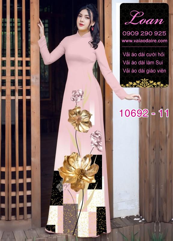 Vải áo dài hoa 3D