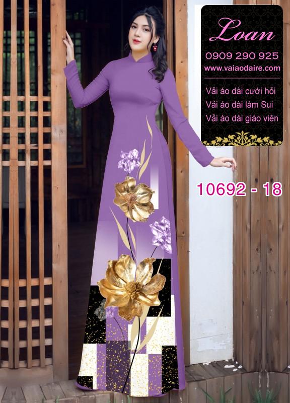 Vải áo dài hoa 3D