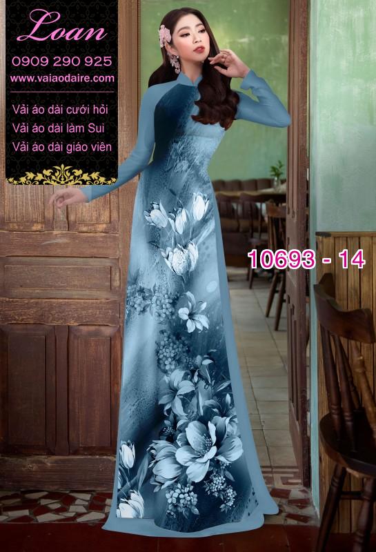 Vải áo dài hoa 3D