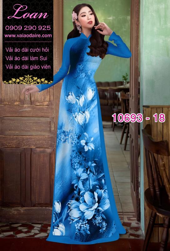 Vải áo dài hoa 3D