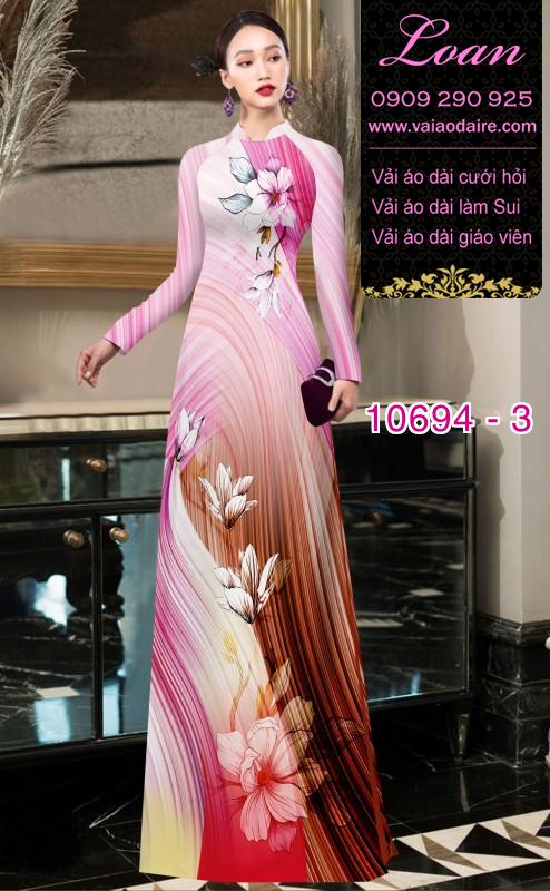 Vải áo dài hoa 3D