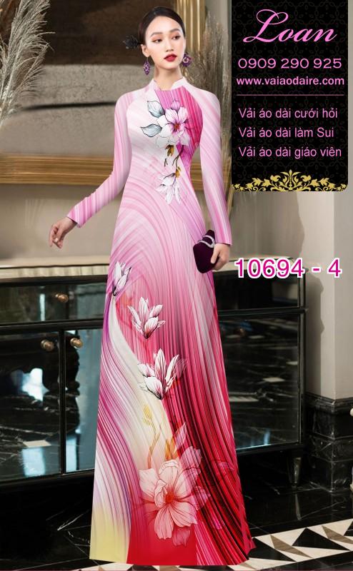 Vải áo dài hoa 3D